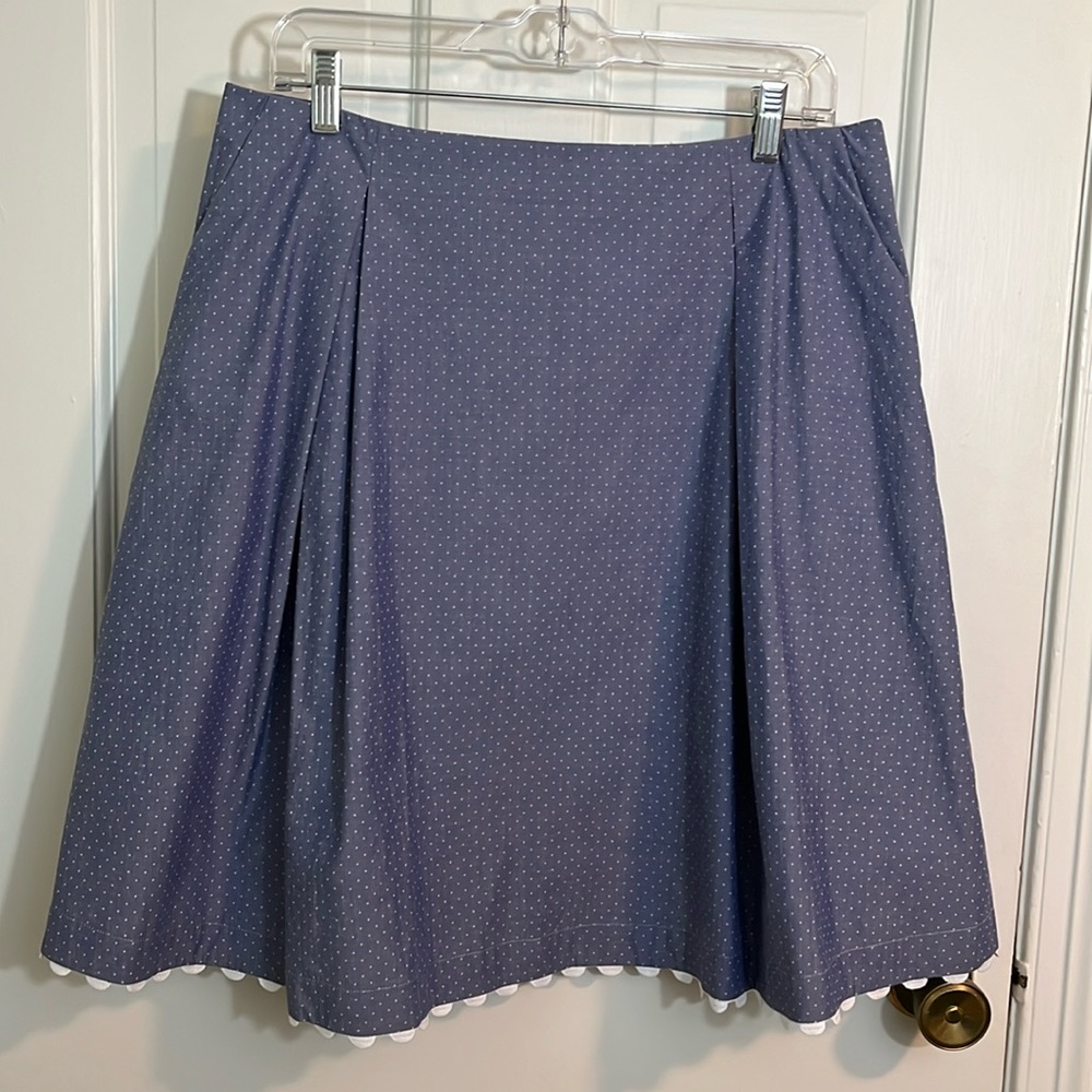 NWT Sara Campbell Chambray Pollard Dot Ric Rac Trim A Line Skirt Size 12